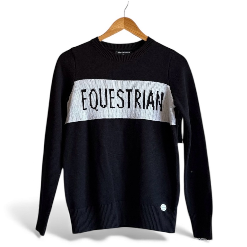 Noel Asmar Women’s Black Long Sleeve Sweater Size XXS with Front Equestrian Logo